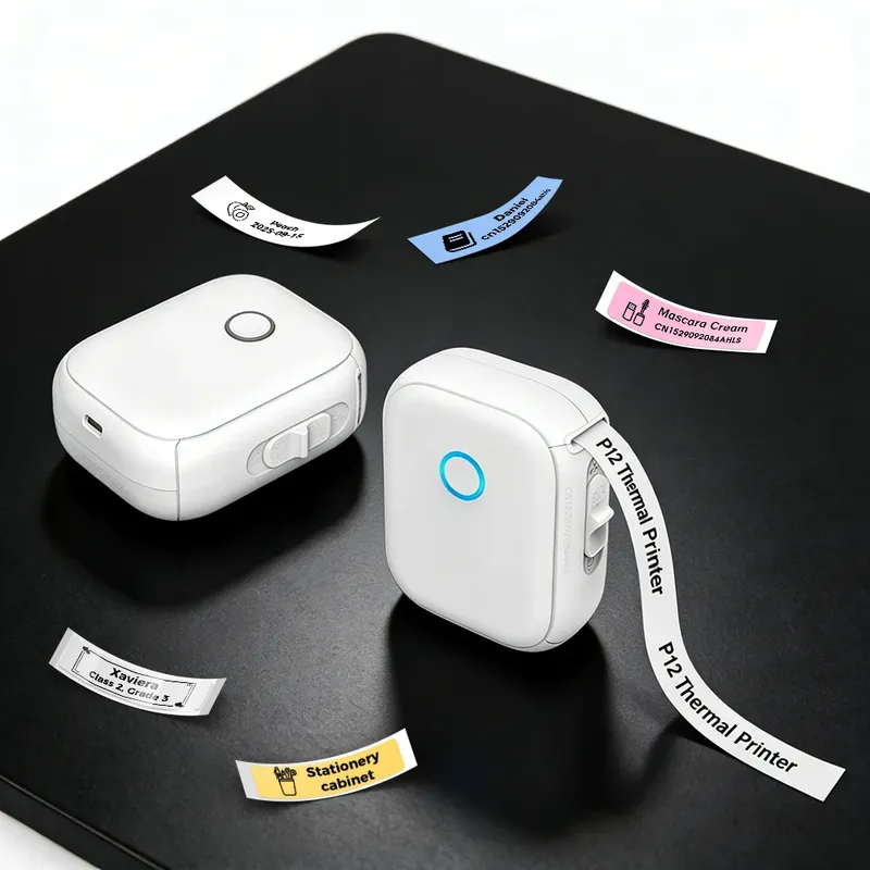 Tragbarer Mini-Drucker Marklife P12 Thermodrucker Etikettiermaschine für selbstklebende Aufkleber P12 Etikettendrucker oder 1 Stück weiterführendes Etikettenband