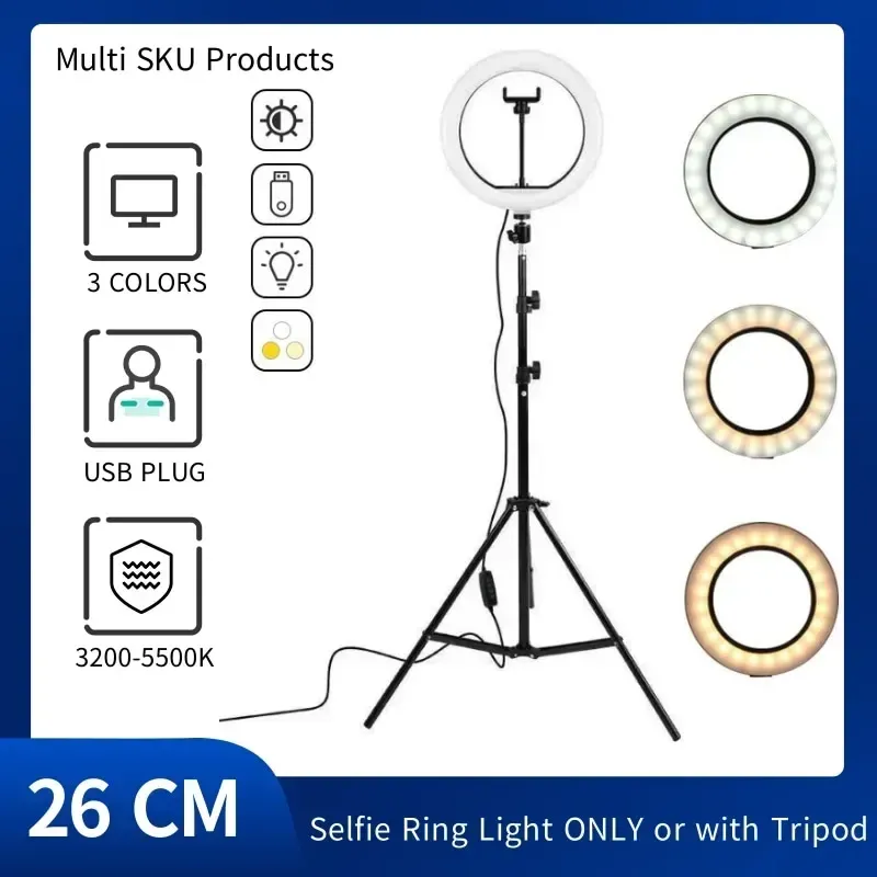 10 "LED Selfie Ring Licht Hause Studio Beleuchtung Dimmbare Runde Lampe Stativ Trepied Make-Up Selfie Ring Lampe Telefon LICHT FÜR VIDEO