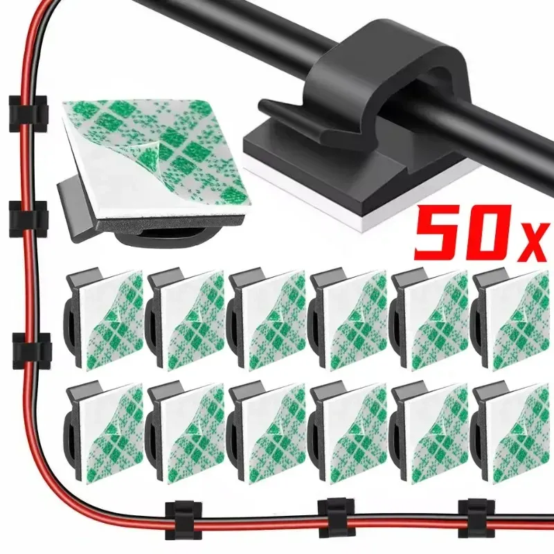 Selbstklebende Kabelklemmen, Kabelmanagement, Drahthalter, Organizer, Klemme, Schreibtisch, ordentlicher Kabelmanager im Auto, Heimbüro-Clips, 10–50 Stück