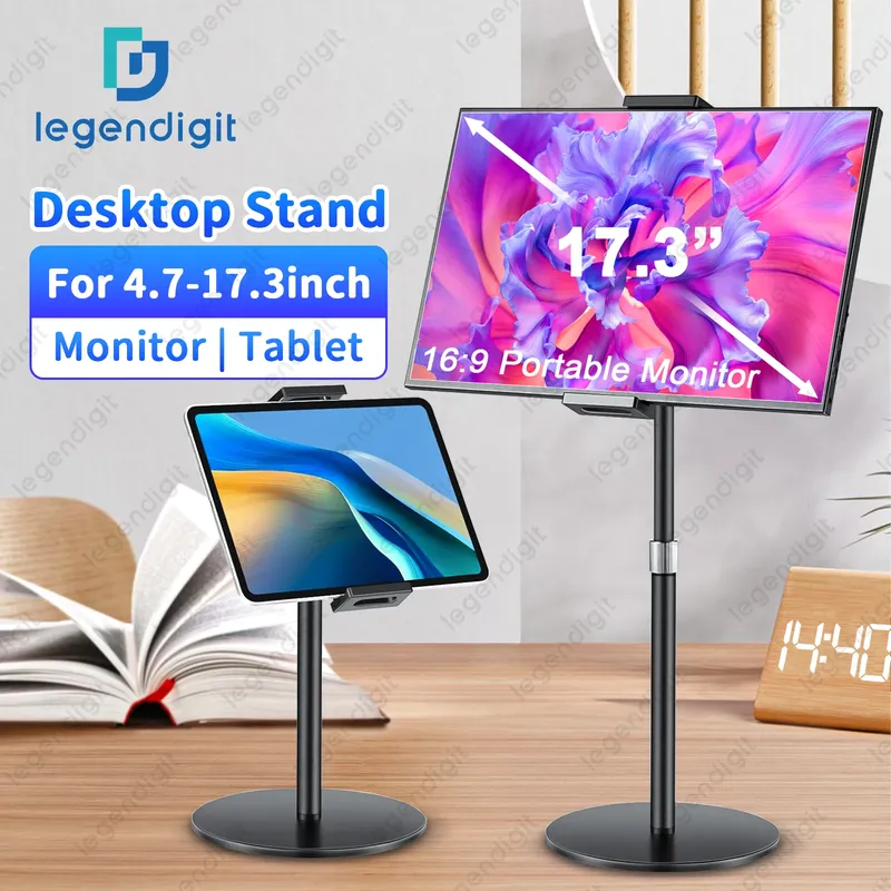 Tablet Ständer Halter für iPad Tragbare Monitor Schreibtisch Ständer Einstellbare Höhe Schwere Basis Tablet Halterung für Bildschirm Kindle Display