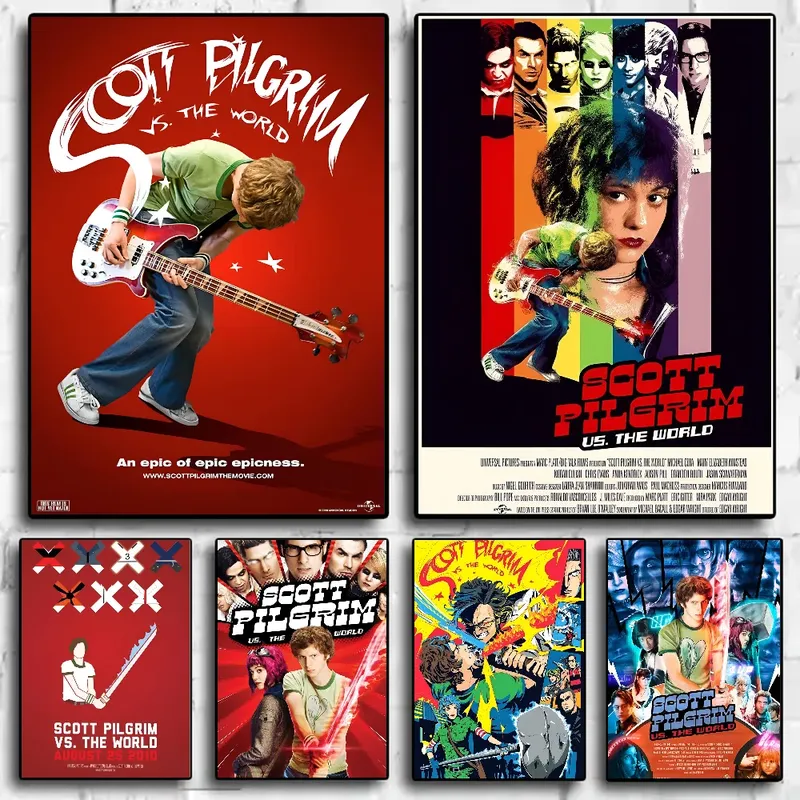 Vintage Film Scott Pilgrim VS The World Poster HD Kunst klebrige Wand wasserdicht Zuhause Wohnzimmer Schlafzimmer Bar ästhetische Dekoration