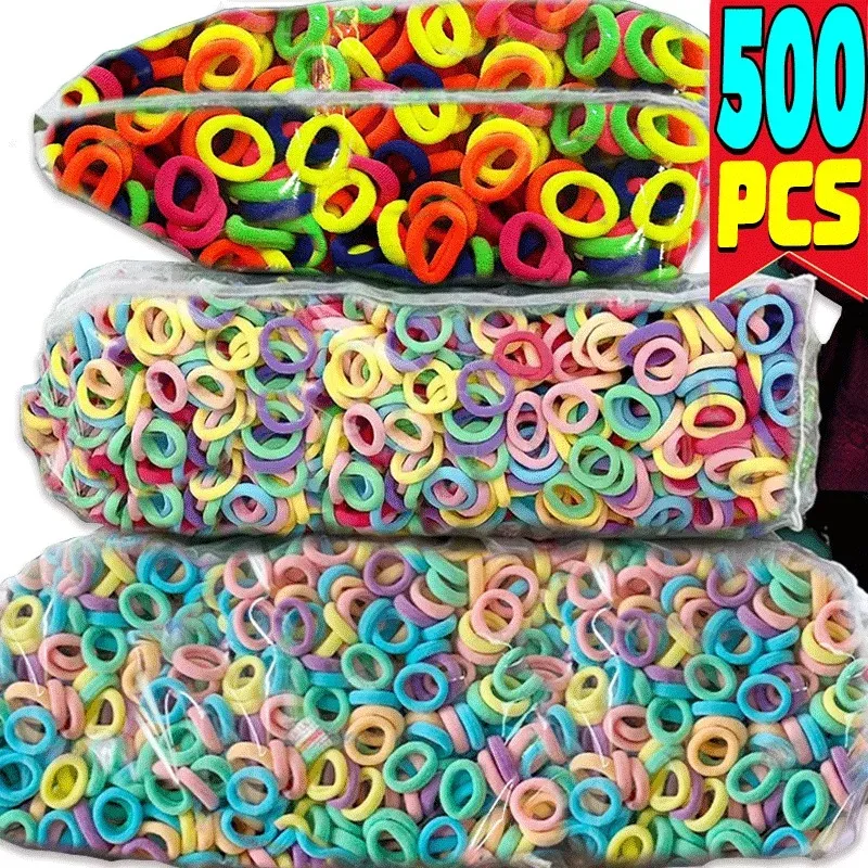 100/500PCS Frauen Mädchen Bunte Nylon Elastische Haarbänder Pferdeschwanz Halten Kleine Haargummi Gummibänder Scrunchie Haar Zubehör