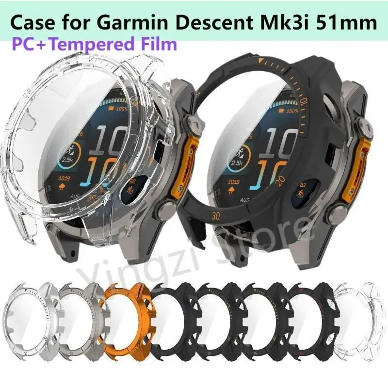 PC + gehärtetes Filmgehäuse für Garmin Descent Mk3i 51 mm Smart Watch Band Cover Mk 3i Protector Shell Bumper Accessoies