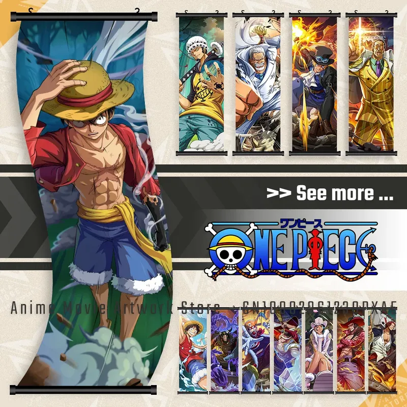 Japanische heiße klassische Anime One Piece Ruffy hängende Schriftrollen Malerei Interior Home Decor Wandkunst Poster Leinwanddruck HD Bild