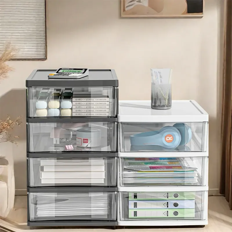 2-6 Schichten kleine Desktop-Aufbewahrungsbox mit Schublade, erhöhter Tisch-Organizer, Büro-Aufbewahrungsschrank aus Kunststoff für Schreibwaren zu Hause