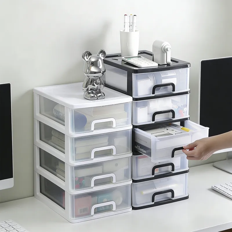2–6 Schichten mittelgroße Desktop-Aufbewahrungsbox mit Schublade, erhöhter Tisch-Organizer, Büro-Aufbewahrungsschrank aus Kunststoff für Schreibwaren zu Hause