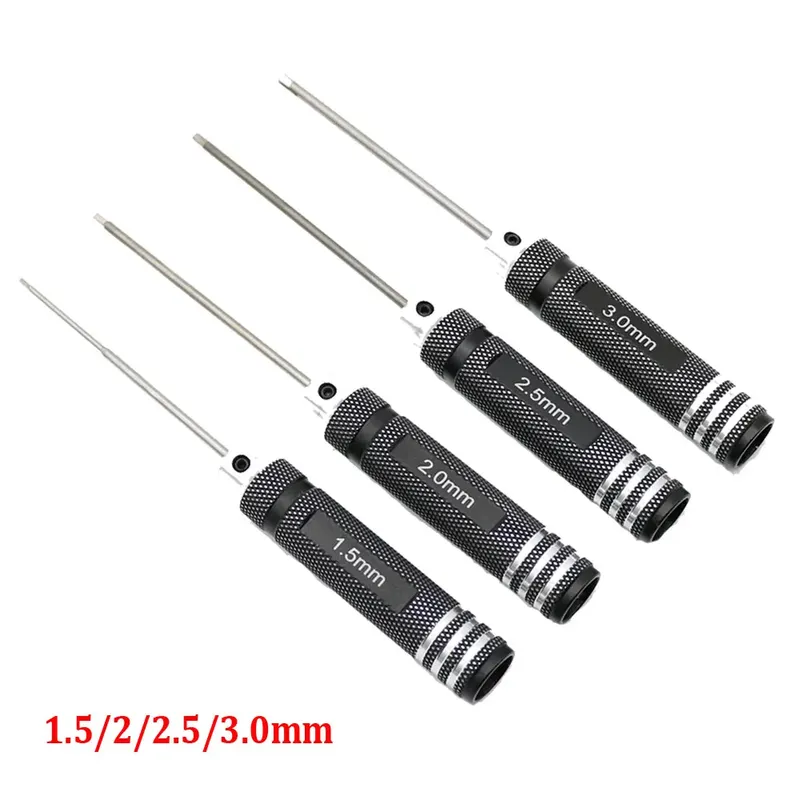 4PCS 1,5/2/2,5/3,0mm Schwarz Hex Treiber Inbusschlüssel Reparatur Werkzeug Set für RC Autos