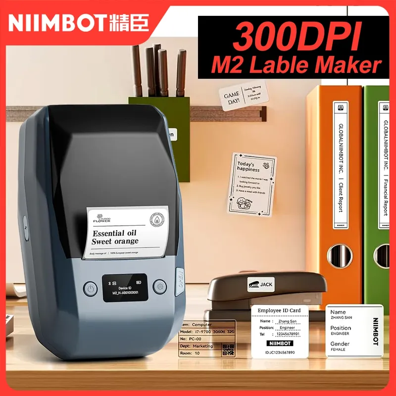 300DPI NIIMBOT M2 Tragbarer Thermotransfer-Etikettendrucker Bluetooth Multifunktions-Aufkleberdrucker für Büro Kleidungsetiketten