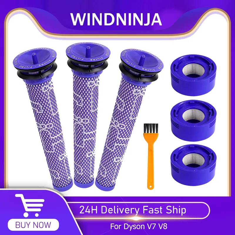 Staubsauger-Filter-Set für Dyson V7 V8 Absolute Animal Akku-Staubsauger, Ersatz-Vorfilter, Nachfilter, Ersatzteile