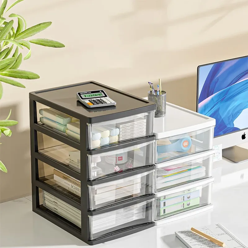 Durchsichtige Schreibtisch-Aufbewahrungsbox mit Schublade, erhöhter Tisch-Organizer, Büro-Aufbewahrungsschrank aus Kunststoff für Schreibwaren, Kosmetika