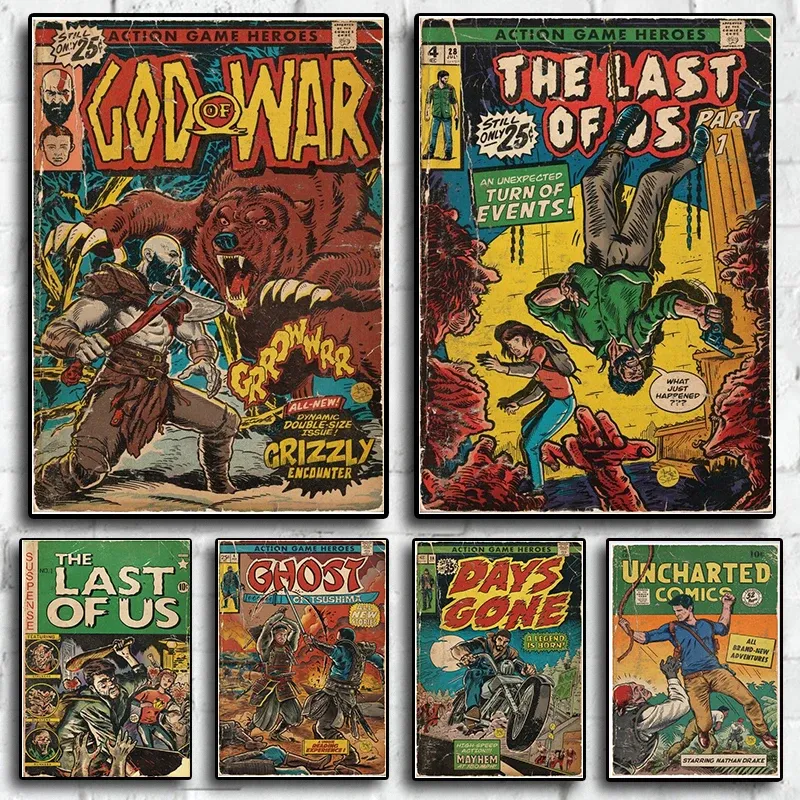 Nordic Retro Abstrakte Wand Kunst Pop Action Spiel Hero Comics HD Öl auf Leinwand Plakate und Drucke Heim