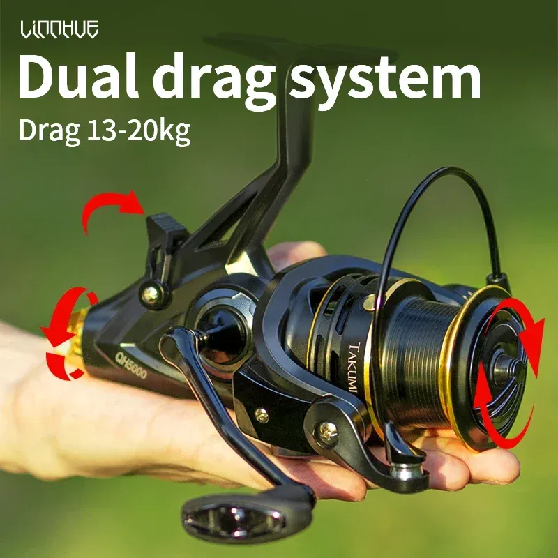 LINNHUE Karpfen Angelrolle Spinnrolle QH3000-9000 Starke Doppelbremse 20 kg Carretilha Pesca Sea Reel Fishing Kostenlose Ersatzspule