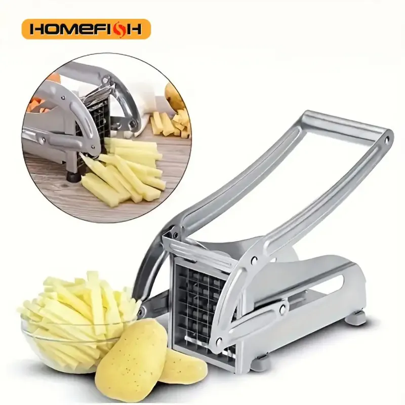 1 Set Obstschneider aus Edelstahl, Gemüseschneider, Pommes-Frites-Schneider, Kartoffelschneider, Gemüsehacker, Küchenhelfer