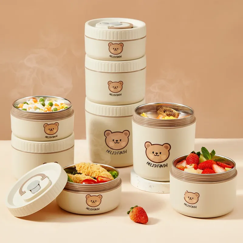 WORTHBUY Tragbare isolierte Brotdose 304 Edelstahl Obsts alat Lebensmittel behälter auslaufs ichere Bento Box Mikrowelle beheizbar