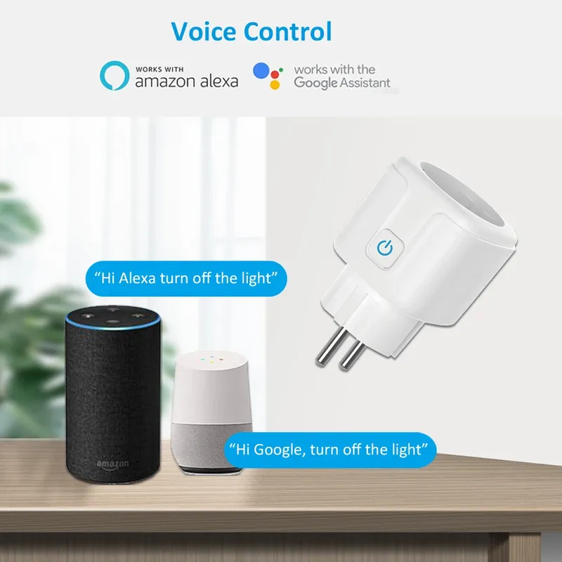EU Stecker 16A/20A Smart Steckdose Multifunktionale Wifi Smart Stecker Mit Power Überwachung Stimme APP Steuerung Unterstützung Google assistenten