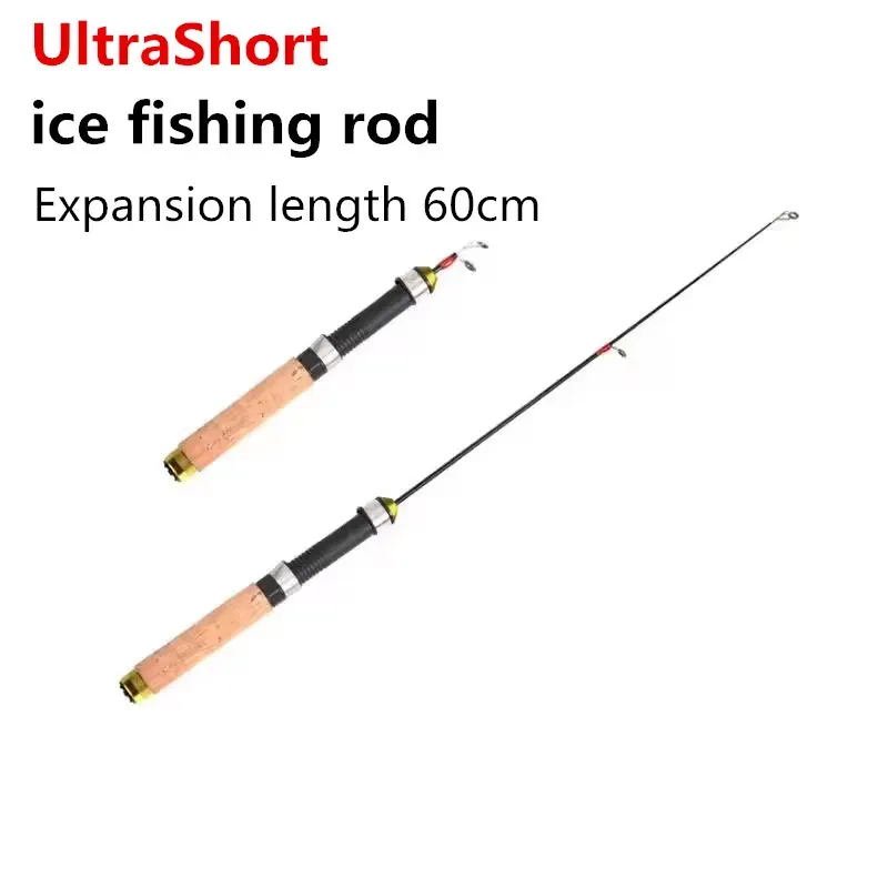 Outdoor Mini 60 cm lange Teleskopstange Eis Angelrute Angelausrüstung Garnelen Angelrute geeignet für alle Szenen