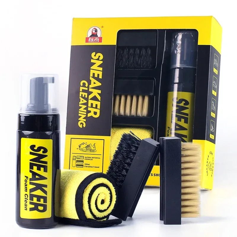 150 ml wasserfreier Schaumstoff für Turnschuhe, Reiniger, Schuhbürste, Schuhanzug, Schaumstoff, Trockenreinigung, Schuhreiniger, Tuch, Arbeit auf weißen Schuh-Wildlederstiefel
