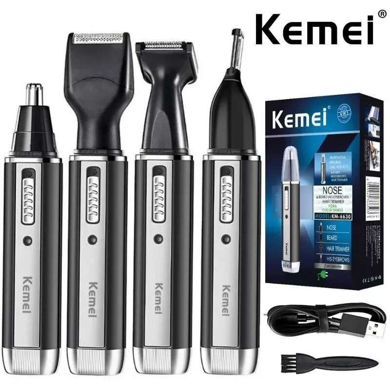 KM-6630 Kemei Trimmer für Männer, elektrischer Nasen- und Ohrentrimmer, wiederaufladbarer Trimmer für Haare, Bart, Nase und Ohrenreiniger, Pflege