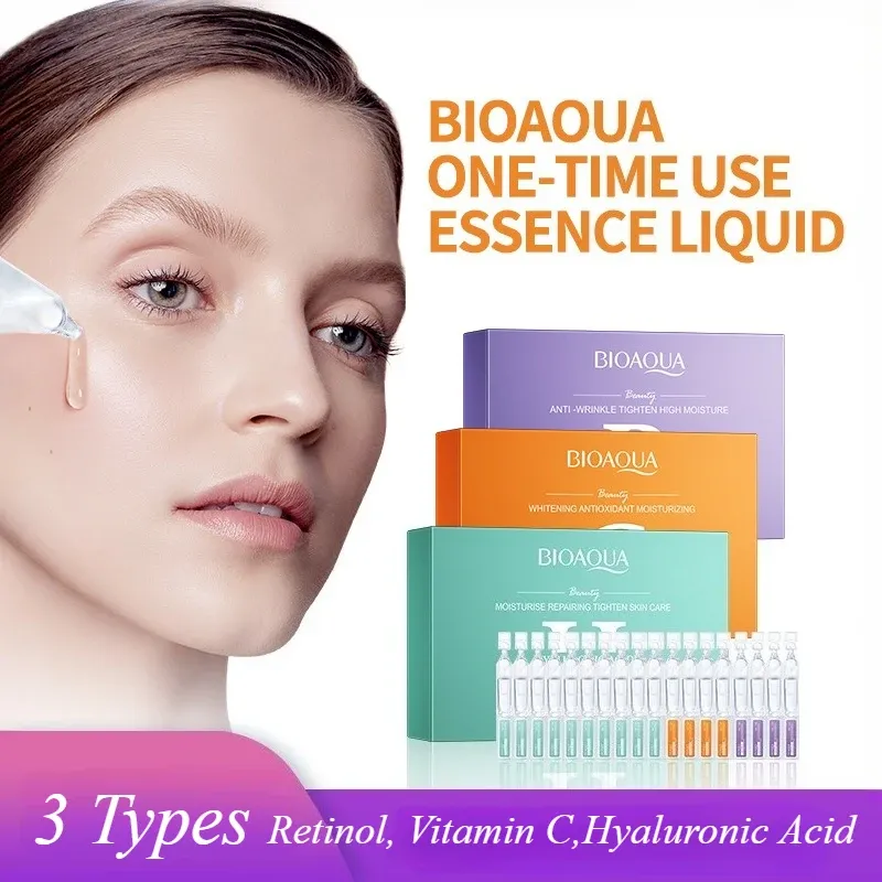 30 teile/schachtel BIOAQUA Retinol Vitamin C Hyaluronsäure Serum für Gesicht Feuchtigkeitsspendende Straffende Feuchtigkeitsspendende Gesichts Essenz Gesicht Hautpflege