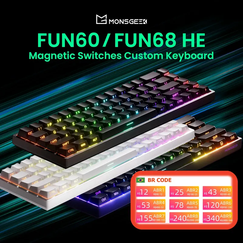 Akko MonsGeek FUN68 FUN60 PRO&MAX HE Magnetische Tastatur 60 % 65 % Gaming-Tastaturen Rapid Trigger 8K Custom Keyboard Gamer Esports