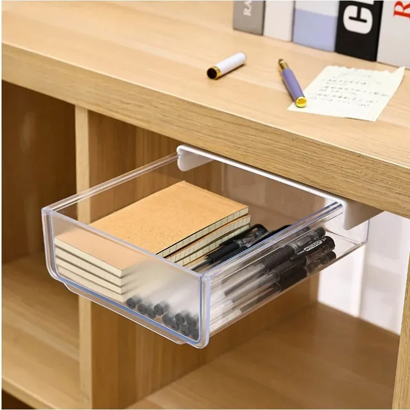 Transparente Schreibtisch-Unterbau-Schublade, Büro-Aufbewahrungsbox, Organizer, Schreibtischzubehör-Halter, Stift- und Schreibwaren-Aufbewahrungsfach