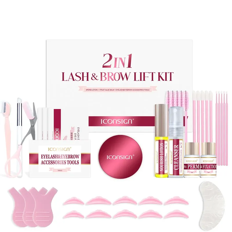 ICONSIGN 2IN1 Professionelles, schnell dauerhaftes Wimpern- und BRAUEN-Liftng-Set, langlebig, 6–8 Wochen, Mascara-Lifting, Wimpernverstärker, Make-up-Werkzeug