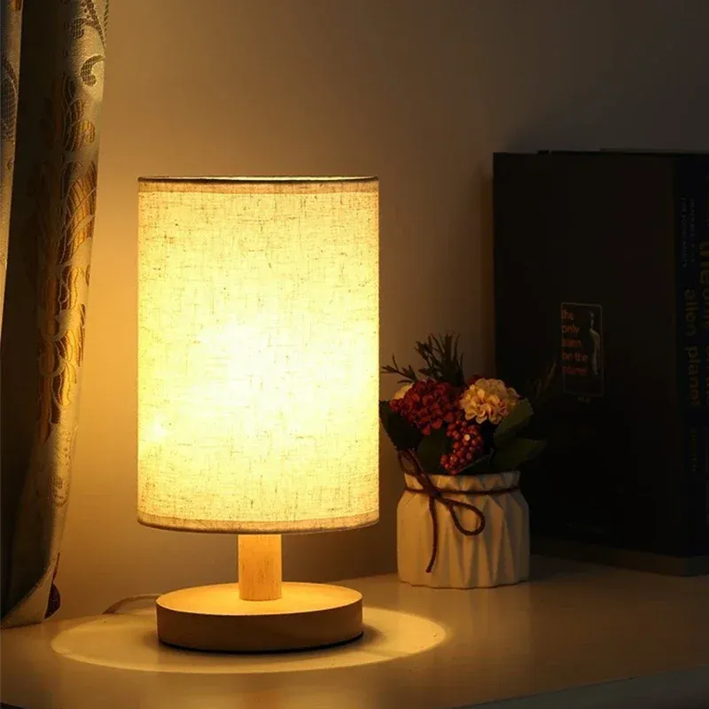 USB Stecker Nachtlicht Chinesischen Stil Lampe LED Tisch Lampe Einfache Dimmbare Stoff Lampenschirm Wohnzimmer Schlafzimmer Nacht Beleuchtung