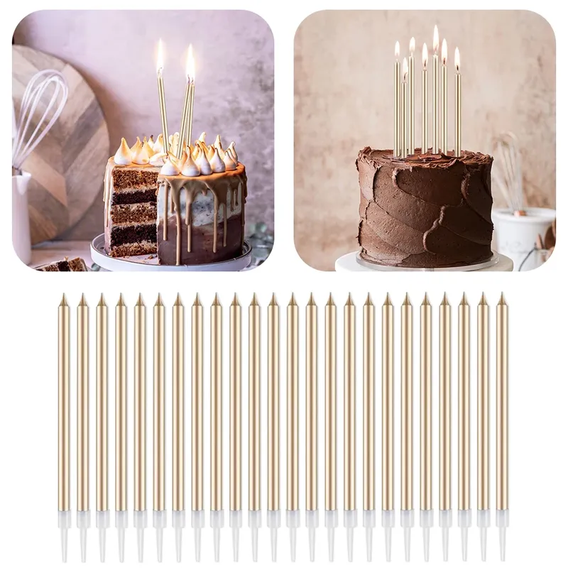 24 Stücke/12 Stücke Champagner Gold Kerzen Kuchen Topper für Geburtstag Hochzeit Party DIY Dekoration Versorgung Kuchen Dekoration