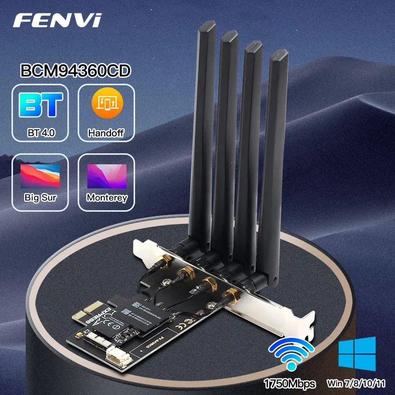 FENVI BCM94360CD Hackintosh PCIE Wireless Adapter 1750Mbps Für Bluetooth 4,0 Dual Band 2,4G/5GHz Für macOS Airdrop Handoff Win10