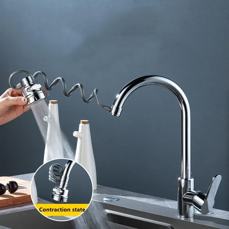 Universeller Küchenspüle-Wasserhahn mit 360-Grad-Drehung, Filter, Verlängerungsrohr, wassersparender Duschhahn – Küchenhelfer-Zubehör