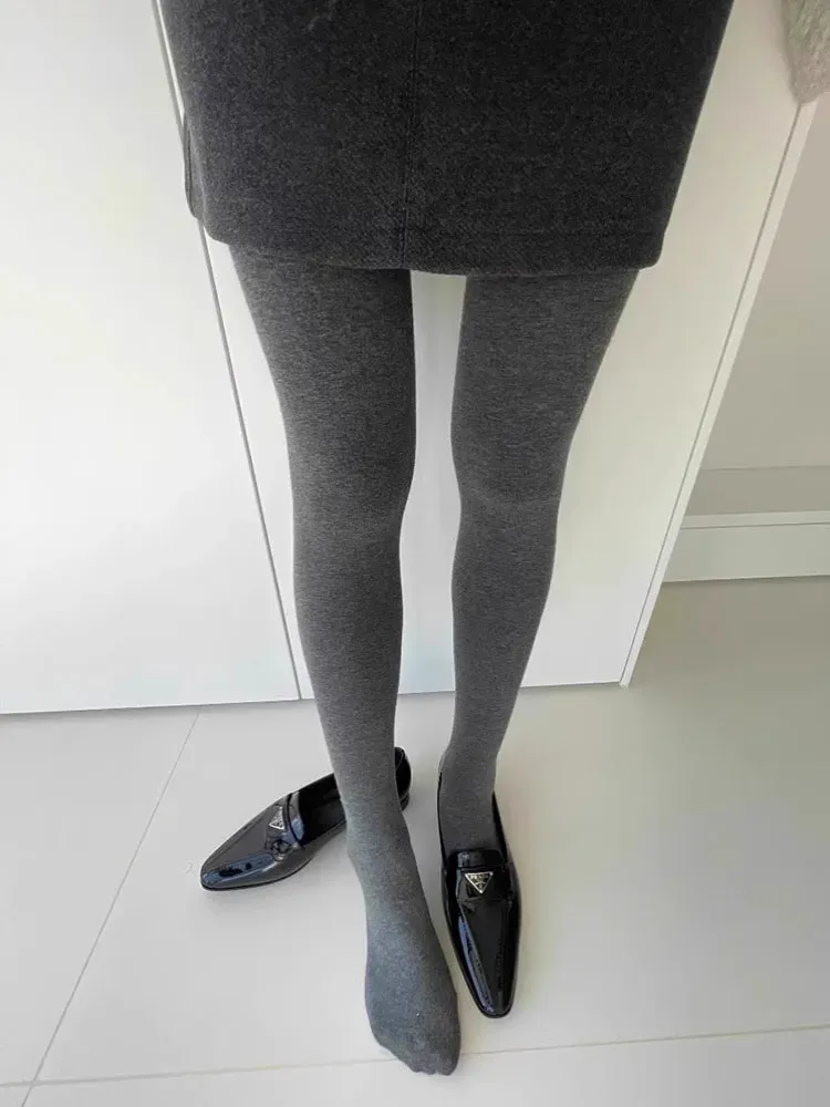 Herbst Grau Druck Strumpfhosen frauen Strumpfhosen Elastische Hohe Taille Strümpfe 2024 Körper Gestaltung Leggings Harajuku Streetwear