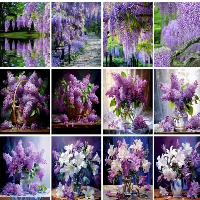 Gatyztory Malerei von Zahlen Blumen Landschaft Bild Acrylfarbe handgemalte Ölgemälde Paket Geschenk Wohnkultur Wand kunst