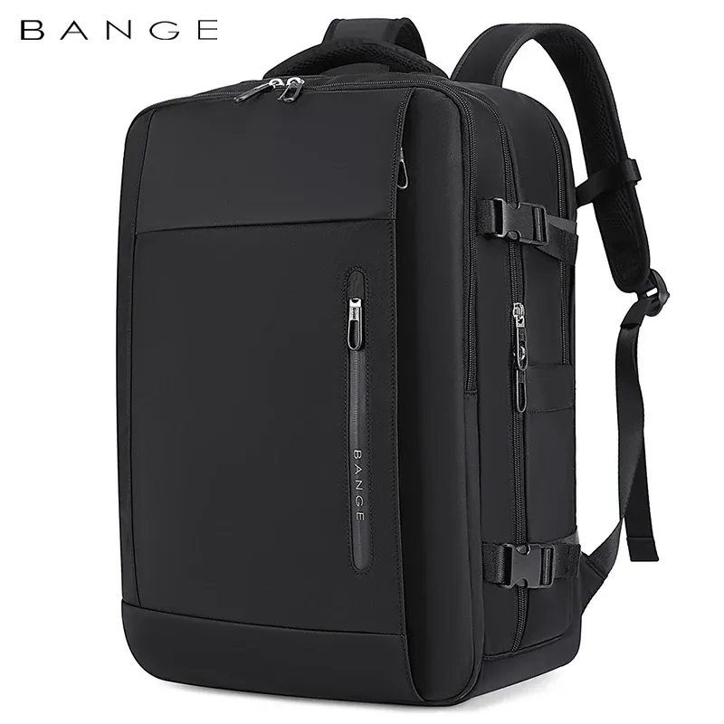 BANGE Große Herren-Rucksäcke für 15,6 Laptop, USB-Aufladung, Reiserucksack, wasserdicht, nasse und trockene Tasche, Schultaschen mit Netz-Seitentasche