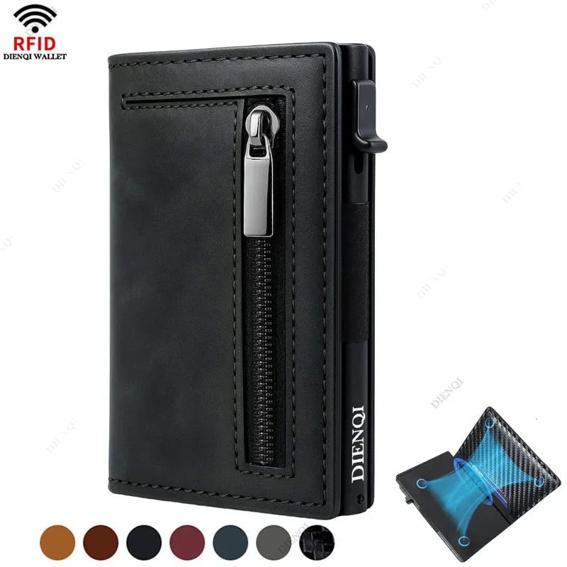 Luxus RFID Sperrung Kartenhalter Männer Brieftaschen Geld Tasche Metall Kreditkarteninhaber Aluminium Dünne Dünne Intelligente Minimalistische Brieftaschen