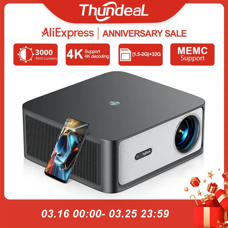 ThundeaL TD98Pro Tragbarer Projektor 2K 4K Full HD Film Gaming TD98 Pro 2G 32G Video Heimkino WiFi Android Strahlprojektor beame