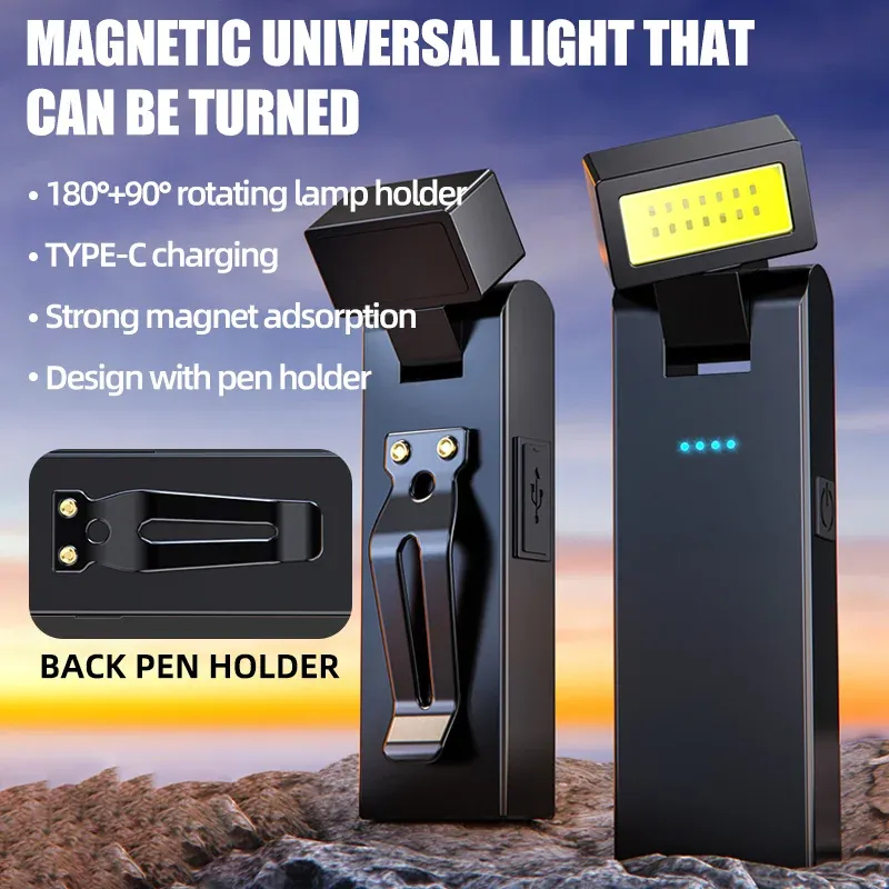 Magnetische Arbeitsleuchte, wiederaufladbare COB-Taschenlampe, geeignet für Nachtarbeit, Notfalllampe, Nachtlicht, kleine Autolampe