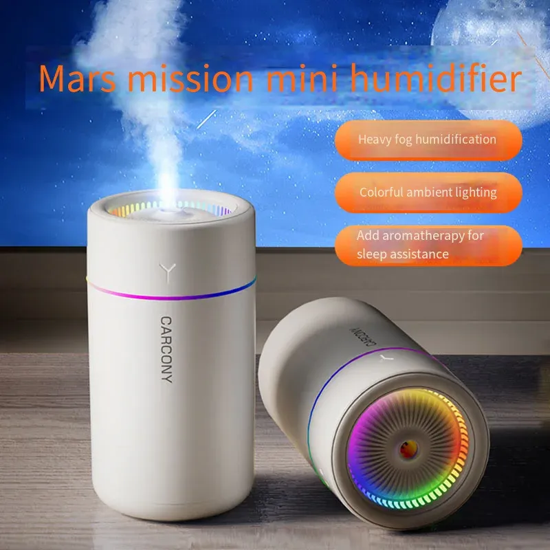 280 ml Luftbefeuchter, großes Nebelvolumen, buntes Atmosphärenlicht, leiser Aromadiffusor, ätherische Öle, Aromatherapie für Zuhause, Auto