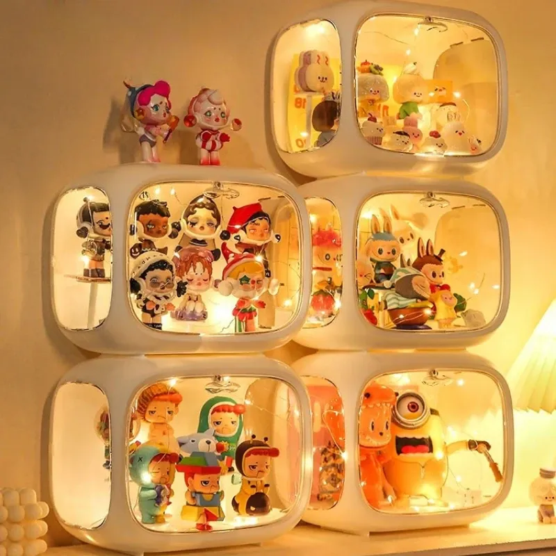 1/2/3/4 Stück Acryl-Organizer-Box, Vitrine mit LED-Leuchten für Sammlerstücke, transparenter Aufbewahrungsorganisator für Actionfiguren