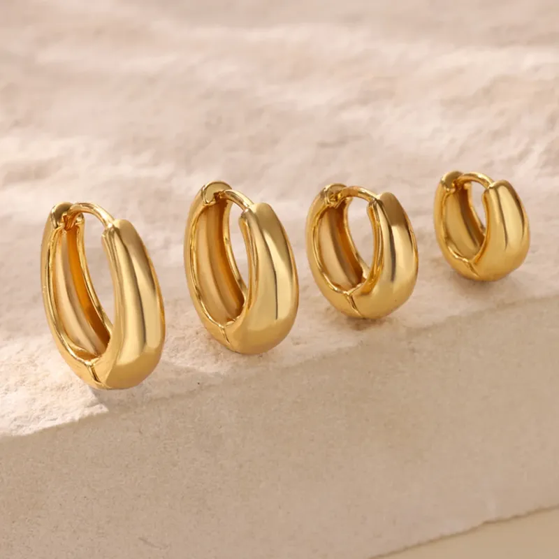 Klassische Creolen für Damen und Mädchen, goldfarben, klobige Edelstahl-Ohrringe, Trend 2026, neu im minimalistischen Ohrschmuck, Aretes