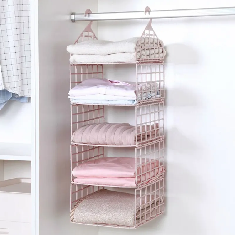 Faltbare Hängeschrank-Organizer für Schlafanzüge, Mäntel, Pullover, robuste, langlebige Handtücher, mehrschichtiger Aufbewahrungskorb, 2/3/4/5 Ebenen