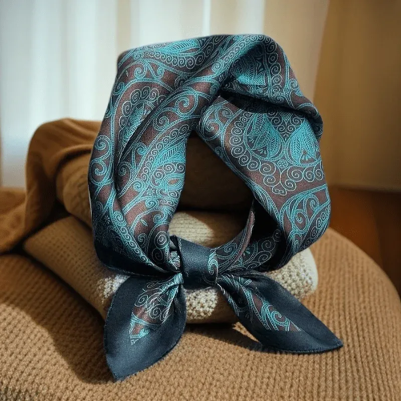 Luxus Marke Paisley Hahnentritt Gedruckt Quadrat Schal Weiche Satin Dünne Glatte Neck Schal Sonnencreme Kopftuch Für Frauen Kopf Wrap