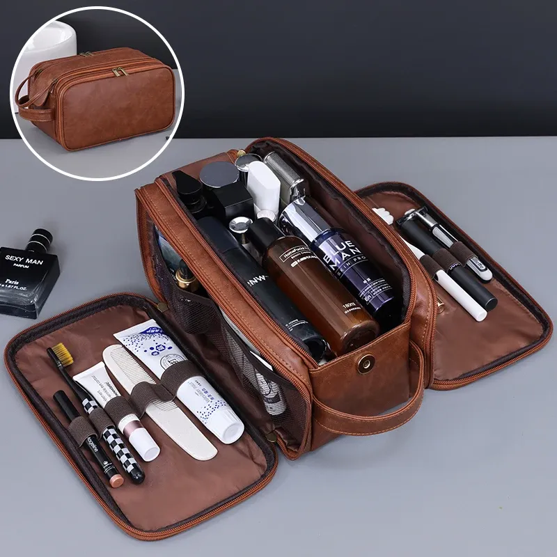 PU-Kulturbeutel mit mehreren Taschen für Damen und Herren, Reiseutensilien, Make-up-Tasche, wasserdichte Hängetasche, Kosmetik-Wasch-Organizer-Tasche