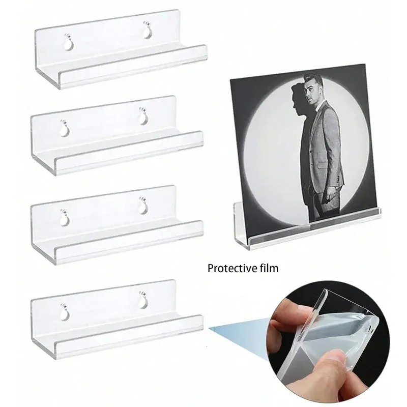 2/4/6/8 stücke Klar Vinyl Schallplatte Regal Wand Halterung Wand Acryl Album Schallplatte Halter Display Ihr Täglichen LP Für Wohnkultur