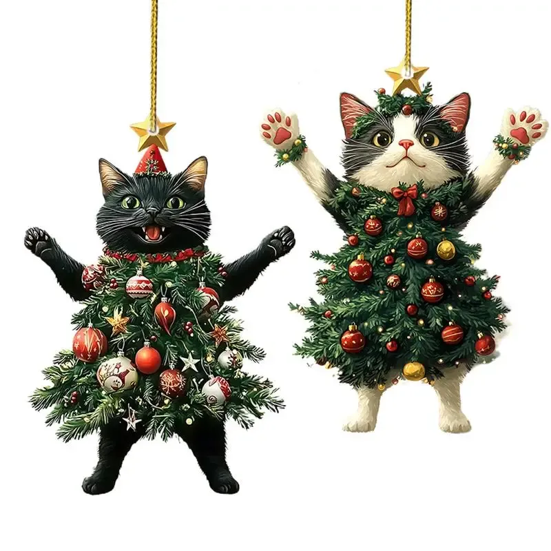 1PC Weihnachtsbaum Anhänger Nette Katze Hängende Ornamente für Auto Rucksack Weihnachten Baum Dekorationen Party Liefert Neue Jahr Geschenke