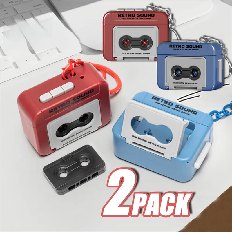 1/2Pcs Retro Recorder Schlüsselbund 15S Recorder Kassette Schlüsselring Student Tasche Anhänger Paar Freunde Geschenk