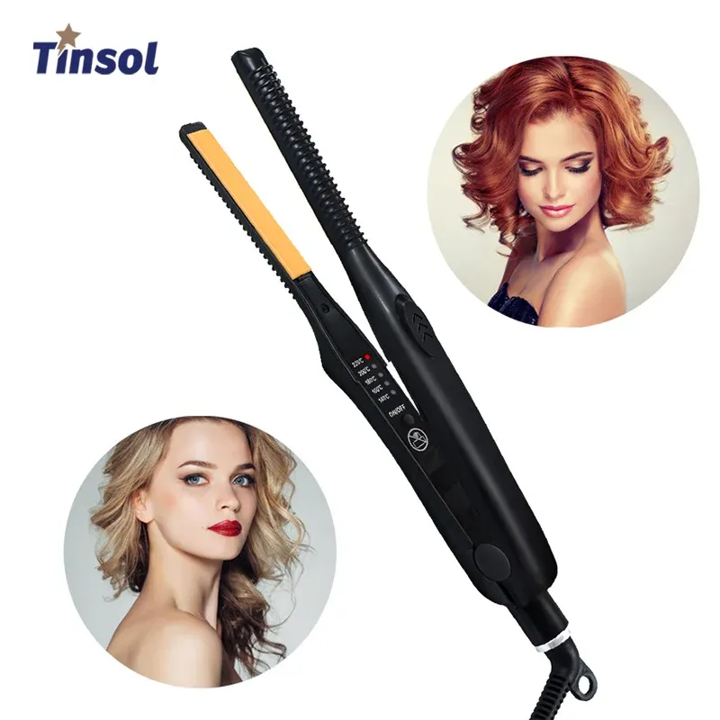 TINSOL 2-in-1 Professioneller Haarglätter und Lockenstab Mini-Keramik-Glätteisen mit einstellbarer Temperatur
