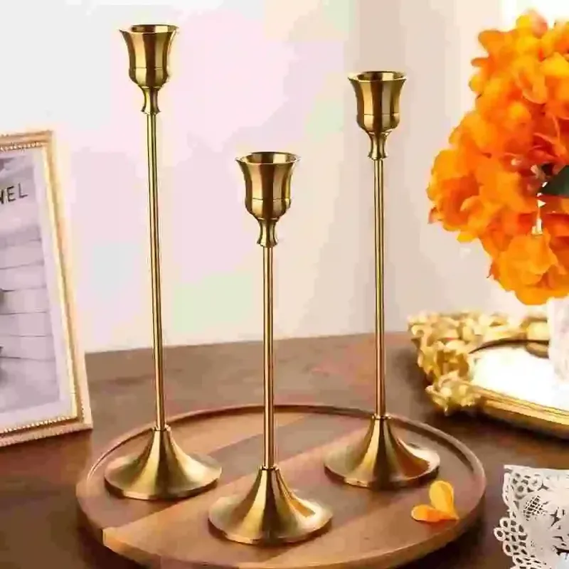 3er-Set Vintage-Tischkerzenhalter aus elegantem Metall und Aluminium, geeignet für Hochzeitstag, Heim- und Hoteldekoration