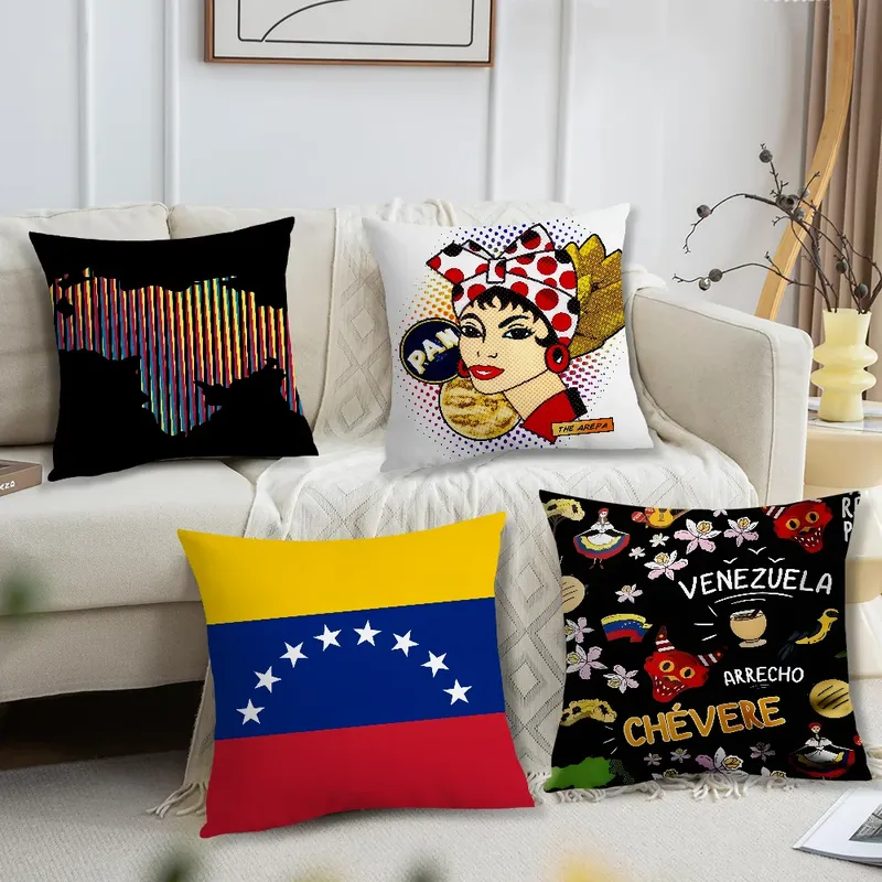 Ästhetischer Kunst Venezuela-Kissenbezug, weich, bequem, für Sofa, Wohnzimmer, Zuhause, Büro, Dekoration, Schutzhüllen