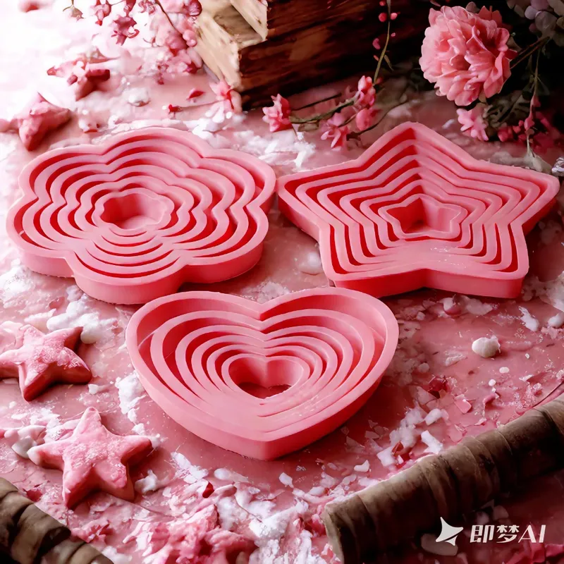 1 satz/3 sätze Rosa Herz Stern Blume Cookie Keks Cutter Schablone Formen Küche Backen Werkzeuge Set