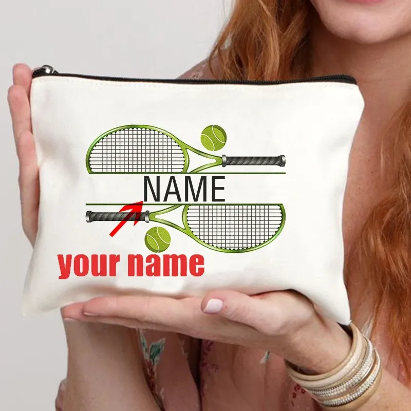Personalisierte Tennis-Make-up-Tasche mit individuellem Namen, Geschenk für Tennisliebhaber, Kosmetiketui, Tennistrainer, Geschenk, Geschenke für Teenager-Mädchen, Federmäppchen